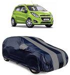 NEXTON Presents Semi-Waterproof Heavy Duty Car Body Cover with Mirror Compatible with Chevrolet Beat All Variants- Grey Stripes|Car Accessories