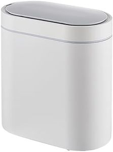 Automatic Trash Bin with Lid, Motion Sensor Garbage Can, 7 Liter Slim Plastic Wastebasket Rubbish Bin for Kitchen, Living Room, Bedroom, Office, White(No Battery)