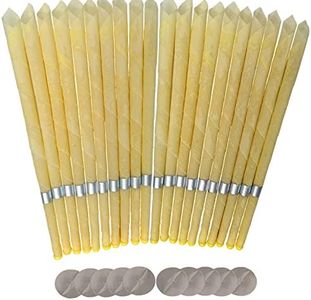 LEIKAIHUA Lot de 20 bougies d'oreille avec cire d'abeille naturelle bio (plateau de protection anti-goutte), kit de bougie d'oreille, pour soins de santé des oreilles bloquées (jaune)