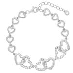 GIVA 925 Silver Interlocked Heart Duo Bracelet | Gifts for Girlfriend, Gifts for Women & Girls| With Certificate of Authenticity and 925 Stamp | 6 Month Warranty*