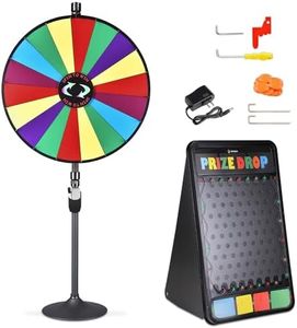 WinSpin 36" Prize Wheel 12 Slots Dual Use Spinning Wheel and 41x25 Prize Drop Game Board w/LED Light for Party Tradeshow