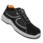 Allen Cooper AC-1582-BLACK-10 Safety Sneakers, Ergonomic Design, Composite Toe Cap, Slip Resistant, Dual Density Shock Absorbing PU Sole, BIS Certified, Metal Free, Black, Size 10