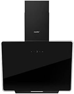 COMFEE' 60cm Angled Cooker Hood ANGJ64B-60 Tempered Glass Extractor Hood with Touch Screen, LED and Recirculating & Ducting System Wall Mounted Extractor Fan kitchen 600mm - Black