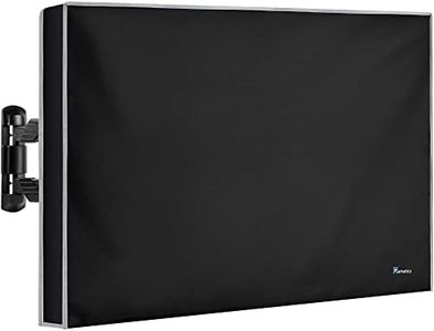 Outdoor TV Cover 48-50 Inch | Weatherproof and Waterproof Flat TV Screen Protector | Fit Any Smart TV Set |Outside LCD Covers Made of Oxford 600D Fabric w/ PVC Coating Inside | Fully Covered from Below(Black)