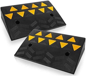 Pyle Car Vehicle Curbside Driveway Ramp - 2PC Heavy Duty Rubber Threshold Bridge Track Curb Ramp, for Loading Dock, Garage, Sidewalk, Truck, Scooter, Bike, Motorcycle, Wheelchair Mobility PCRBDR45