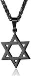 Udalyn Star of David Pendant Necklace Stainless Steel Jewish Jewelry for Men Women Religious 20 Black