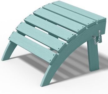 PLUUV Folding Adirondack Ottoman Footrest, HDPE Plastic Outdoor Footstool Without Assembly, All Weather Ottoman for Adirondack Chair, Wide Use in Poolside, Patio, Lawn, Garden, Backyard Deck, Fire Pit