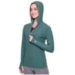 MERIWOOL Women’s Base Layer Hoodie Lightweight Merino Wool Long Sleeve Thermal, Teal, Large