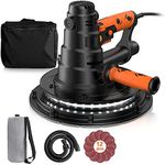 LSRL 800W Handheld Drywall Sander, 770-2100rpm Wall Sander with LED Light & Automatic Vacuum System, 12 Pcs Sanding Pads(220mm) Electric Sander with Dust Bag, 4.5m Cable & 6 Variable Speed