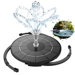 AISITIN Solar Fountain Pump, 3W Solar Powered Water Fountain Pump with 6 Nozzles,Solar Birdbath Floating Fountain for Garden, Ponds, Fish Tank, Outdoor and Aquarium