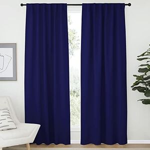 NICETOWN Vertical Blinds Window Curtain Panels - (Navy Blue Color) 52 by 84 inches, Set of 2 Panels, Energy Saving Blackout Curtains for Nursery