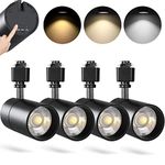 VANoopee 3-Color 20W H Track Lighting Heads Dimmable No Flicker Bright LED Track Lighting Fixtures for Accent Task Retail Kitchen Ceiling Track Light H Type Pack of 4 - CRI90+ 36° 2000lm Black