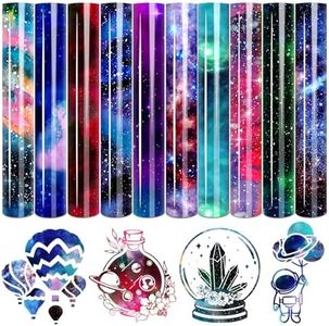 Tintnut Galaxy Heat Transfer Vinyl - 10 Sheets Bundle 10x12 Inch Stardust Starry Sky Background HTV Iron on Vinyl Watercolor Clouds Patterned for DIY T-Shirts Hats Coats Handbags Pillow Crafts