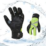 Vgo 1Pair -20℃/-4°F Warm Winter Mechanic Gloves, Cold Weather Waterproof Safety Work Gloves,Cold Storage or Freezer Use,w/3M Thinsulate Lining,Touchscreen(XL, Hi-Viz Green, SL8777FW)