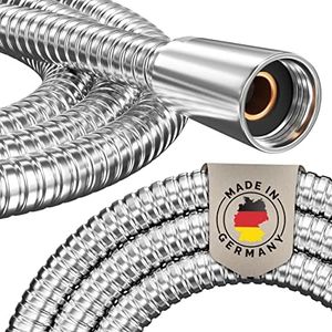 PRISMA Brauseschlauch 160cm Edelstahl mit doppeltem Verdrehschutz. Duschschlauch MADE IN GERMANY - Extrem flexibel, verdrehsicher, mit Knickschutz. Duschschlauch mit Drehwirbel