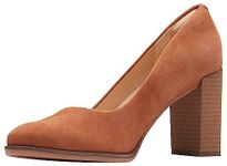 Clarks Women's Freva85 Court Pump, Caramel Suede, 4.5 UK