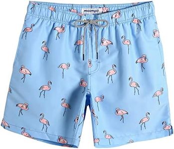maamgic Mens Swim Trunks Quick Dry Swim Shorts with Mesh Lining Funny Swimwear Bathing Suits 7inch Flamingo Blue Small