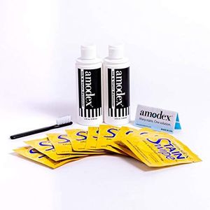 Amodex Ink & Stain Remover Arsenal, Spot Remover for Clothes, Stain Remover Wipes,Permanent Marker Remover, Ink Remover for Clothes, Clothes Stain Remover: 2 Bottles, 1 Brush, 10 Swipes