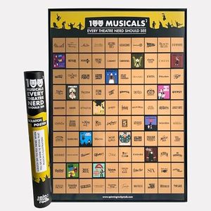 spinningrock 100 Musicals Every Theatre Nerd Should See - Musical Theatre Scratch Off Poster - Gift for Broadway & West End Fans