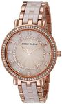 Anne Klein Women's Premium Crystal Accented Ceramic Bracelet Watch, AK/3810, Blush Pink/Rose Gold, AK/3810LPRG