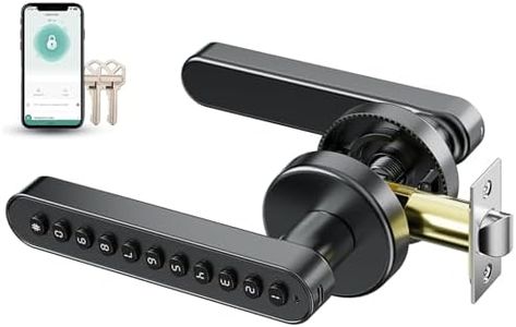 Hutehoute Keypad Door Knob with Key, 3-in-1 Keyless Entry Door Lock, Code Locks Door Knob, Smart Door Knob, Easy to Install for Home, Office, Hotel, Bedroom, Tuya Smart APP, Door Knob with Keypad