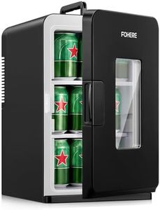 FOHERE Mini Fridge 21 Litre, Mini Fridge for Bedrooms, Portable Cooler & Warmer AC+12V DC Power, Small Refrigerator for Drinks, Home, Car, Travel, Cosmetics/Makeup/Skincare, Max & ECO Mode, Black