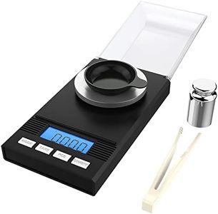 Eacam Digital Milligram Pocket Scale Mini Jewelry Gold Powder Weigh Scales with Calibration Weights Tweezers, Weighing Pans, LCD Display