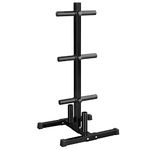 Yaheetech 2-inch Barbell Plate and Dumbbell Racks Tree Olympic Plate Rack Weight Bumper Plate Holder w/ 2 Bar Holder