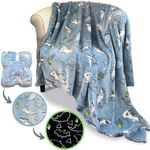 Blanket Buddies Shark Throw Blanket: Glow in The Dark, Cozy, Soft, Warm Fleece Blanket for Boys and Girls, 50" x 60" (Blue)