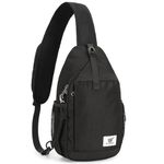 SKYSPER Sling Bag RFID Cross Body Bag Recycled Crossbody Backpack Travel Daypack(Black)