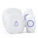 SECRUI Wireless Doorbell, Waterproof Mini Doorbell 1,000ft Range Loud Enough with 5 Volume Levels Door Chimes, 58 Ringtones & Colorful LED Flashing-with 2 Receivers and 2 Push Buttons(White)