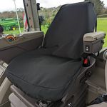 Medium and Large Tractor Seat Cover - Waterproof - Heavy-Duty - Fits John Deere, New Holland, Case, Fendt, Massey Ferguson and more Black