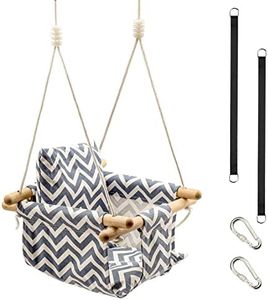 KINSPORY Toddler Baby Hanging Swing Seat Secure Canvas Hammock Chair with Soft Backrest Cushion - Installation Accessories Included