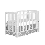 Dream On Me Chelsea 5-In-1 Convertible Crib In White, 4 Mattress Height Positions, Non Toxic Finish, JPMA Certified, Made Of Sustainable And Sturdy Pinewood