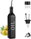 DIMBRAH Olive Oil Dispenser Black, Farmhouse Oil Dispenser Bottle for Kitchen, Black Olive Oil Bottle with 2 No-drip Pourers and Funnel, Glass Oil Bottle - [SINGLE PACK]