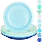 Youngever 7.5 Inch Plastic Plates, Small Kid Size, Kids Plates, Toddler Plates, Snack Plates, Microwave Safe, Dishwasher Safe, Set of 9 (Coastal Colors)