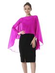 Baoqiya Chiffon Capes Sheer Capelets Long Cape Poncho For Women Plus Size, Rose, One Size