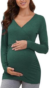 Glampunch Women's Maternity Nursing Tops Long Sleeve Breastfeeding Top Tee Shirt Double Layer Pregnancy Shirt