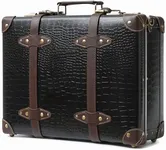 urecity Vintage and Cute Carry-on Overnight Case Non-wheeled Mini Leather Trunk Suitcase with Shoulder Strap