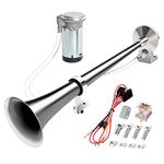 CARFKA Air Horn for Truck Boats Car, 150DB Super Loud Train Horns Kit with 120 PSI Air Compressor (Single Silver)