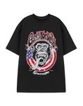 Gas Monkey Mens T-Shirt | Adults American Garage Short Sleeve Graphic Tee in Black | Distressed Splatter Classic Logo Texas Casual Fit Apparel Top | GMG Car Merchandise Gift