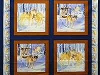 Four Pillow Panel Fabric, Wolf Pack
