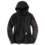 Carhartt 105996 Womens Relaxed Fit Rain Defender Hooded Promo Graphic Sweatshirt BLACK M