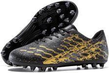 CZRE Unisex Lightweight Soccer Cleats Low Top Football Shoes Black/Gold