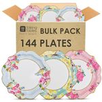 Talking Tables 144 x Pretty Floral Disposable Paper Plates Bulk Pack Afternoon Tea Mother’s Day Table Party Decorations for Birthday Baby Shower, Wedding and Anniversary, Size 9"