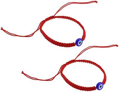 EMSea 2PCS Evil Eye Red String Bracelet for Women Men Family Friends Adjustable 14-25cm/5.6-10inches Double Protection Luck Charm Handmade Braided Jewelry