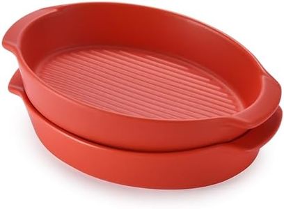 Bruntmor Oval Baking Dish Set for Oven, Durable & Versatile - Ceramic Serving Dishes - Oven Safe Au Gratin Baking Dishes Pans - Ideal for Any Occasions - Housewarming Gift - Set of 2 - Red