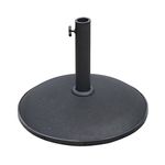 Outsunny 55 lbs Cement Umbrella Base Holder 20" Heavy Duty Round Parasol Stand for Patio, Outdoor, Backyard, Black