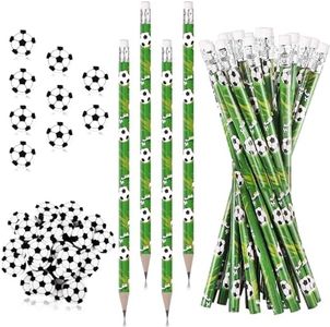 Miucat 36 Set Soccer Pencils and Erasers, Sport Writing Instruments, Fun Wooden Pencils for Kids, Party Favors for School, Office, Class Reward