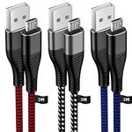 HUNYYN Micro USB Cable 3M 3Pack, Long Android Charging Cable, Nylon Braided Micro USB Charger Lead for PS4/PS4 Pro /PS4 Slim Controllers, Samsung Galaxy S6/S7, Kindle Fire, Xbox One and More